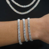 【US 3 Days Delivery】GL 6.5mm Three Diamonds 925 Sterling Silver Moissanite Cuban Chain